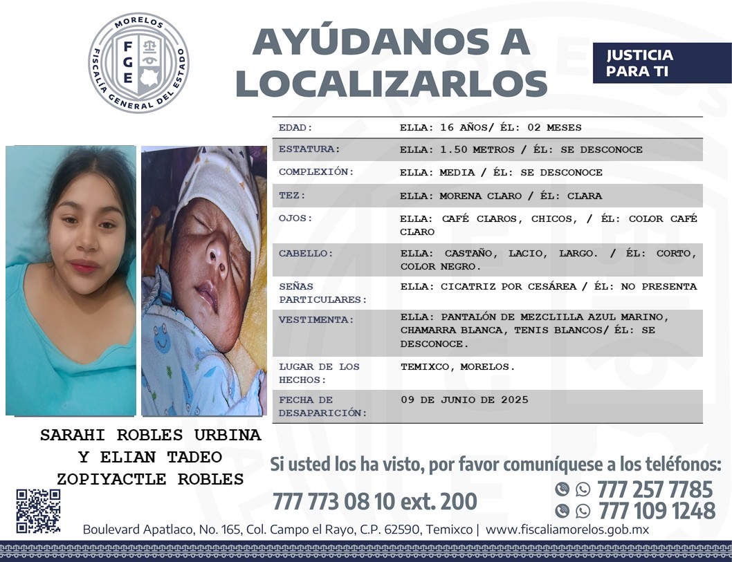 Sarahí Robles Urbina y Elian Tadeo Zopiyactle Robles
