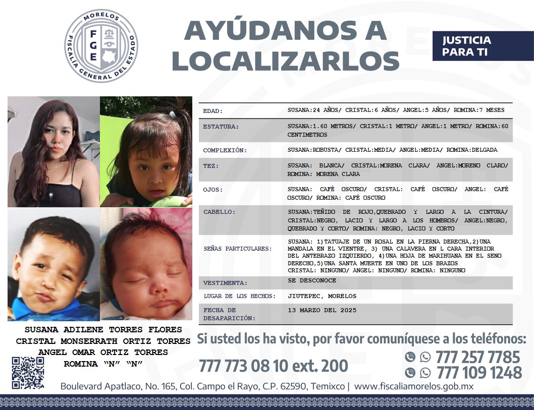 SUSANA ADILENE TORRES FLORES, CRISTAL MONSERRATH ORTIZ TORRES, ÁNGEL OMAR ORTIZ TORRES Y ROMINA»N» «N»